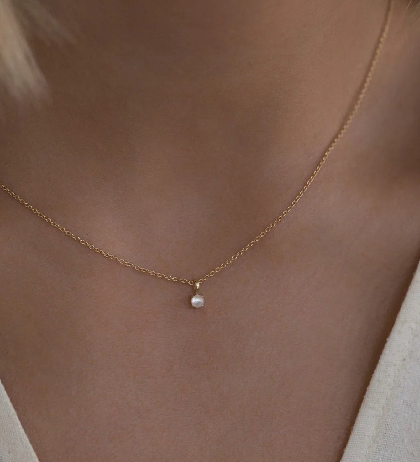 Leah Alexandra-Birthstone Necklace-Necklaces-14k Gold Vermeil, 14k Gold Filled, Pearl - June-Blue Ruby Jewellery-Vancouver Canada