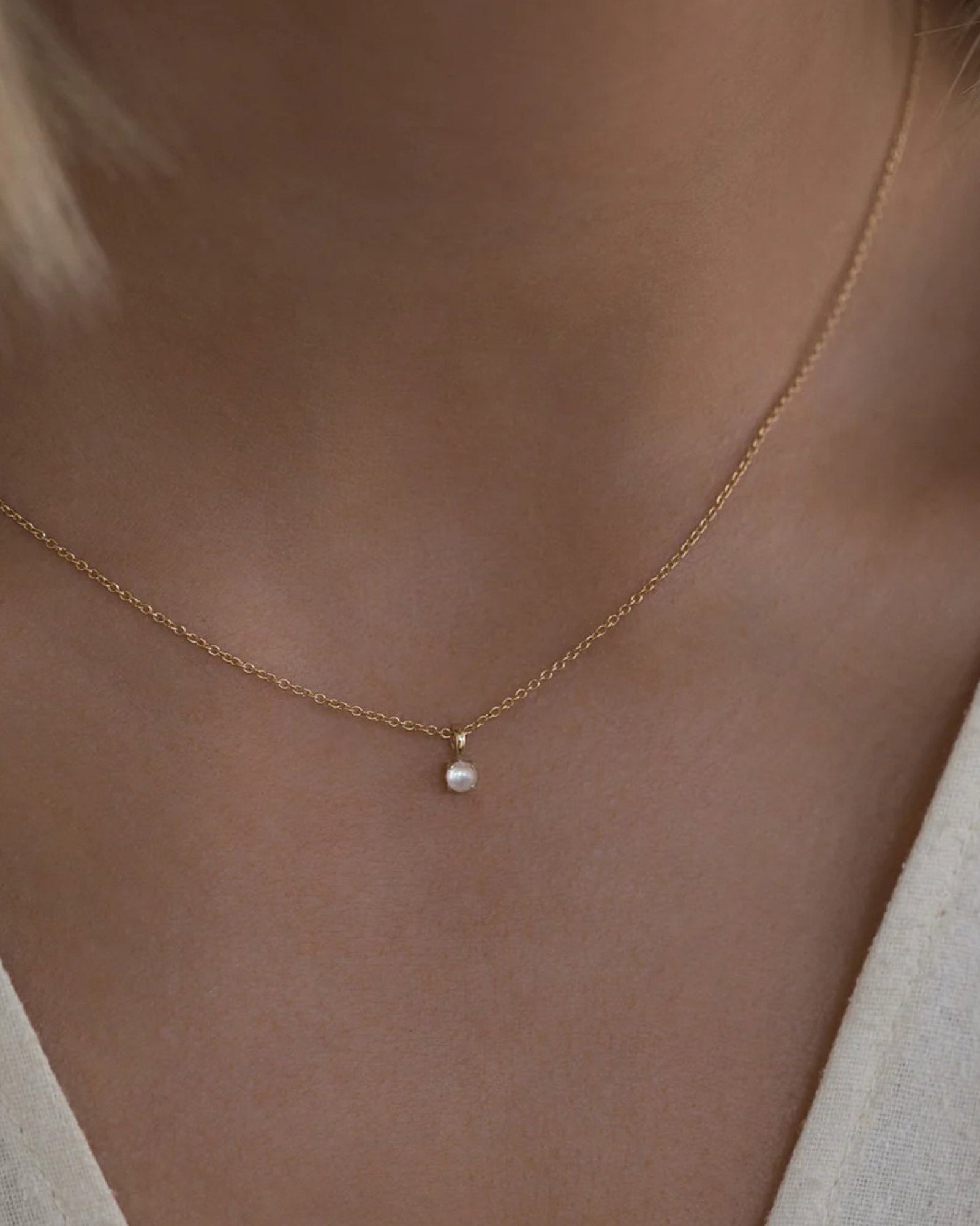 Leah Alexandra-Birthstone Necklace-Necklaces-14k Gold Vermeil, 14k Gold Filled, Pearl - June-Blue Ruby Jewellery-Vancouver Canada