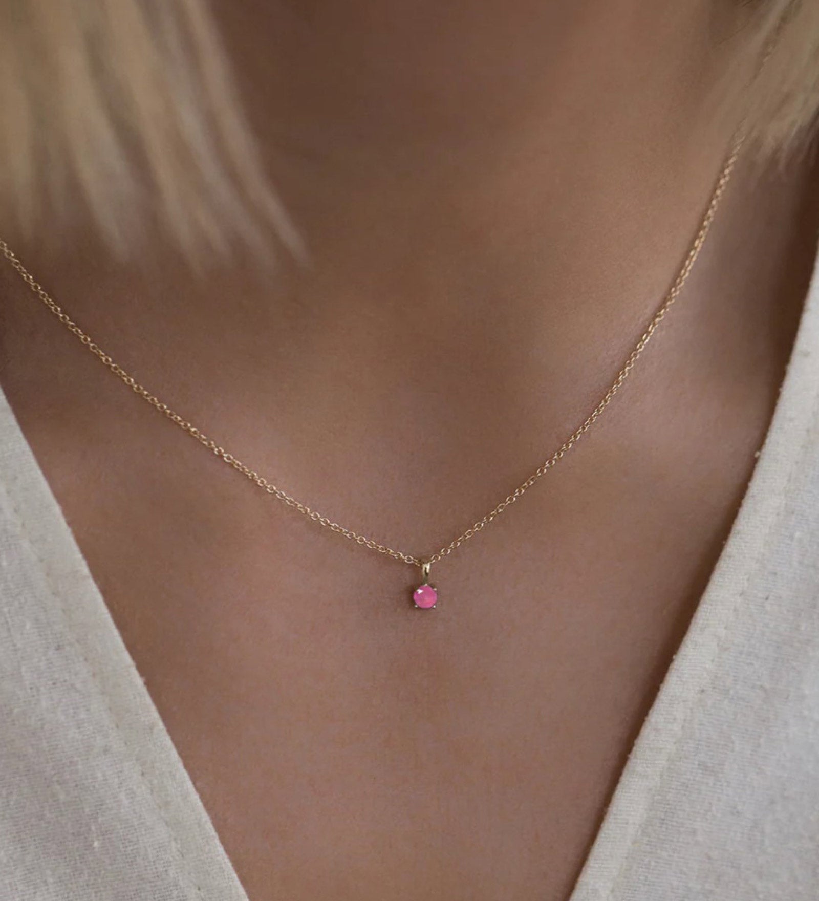 Leah Alexandra-Birthstone Necklace-Necklaces-14k Gold Vermeil, 14k Gold Filled, Ruby - July-Blue Ruby Jewellery-Vancouver Canada