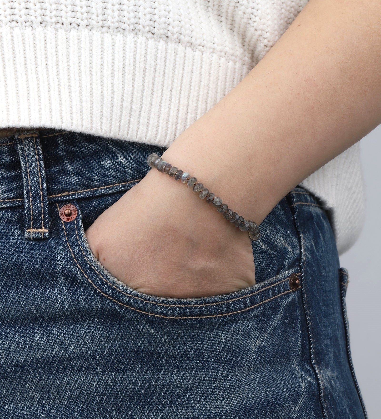 Stone Knot Tassel Bracelet Labradorite