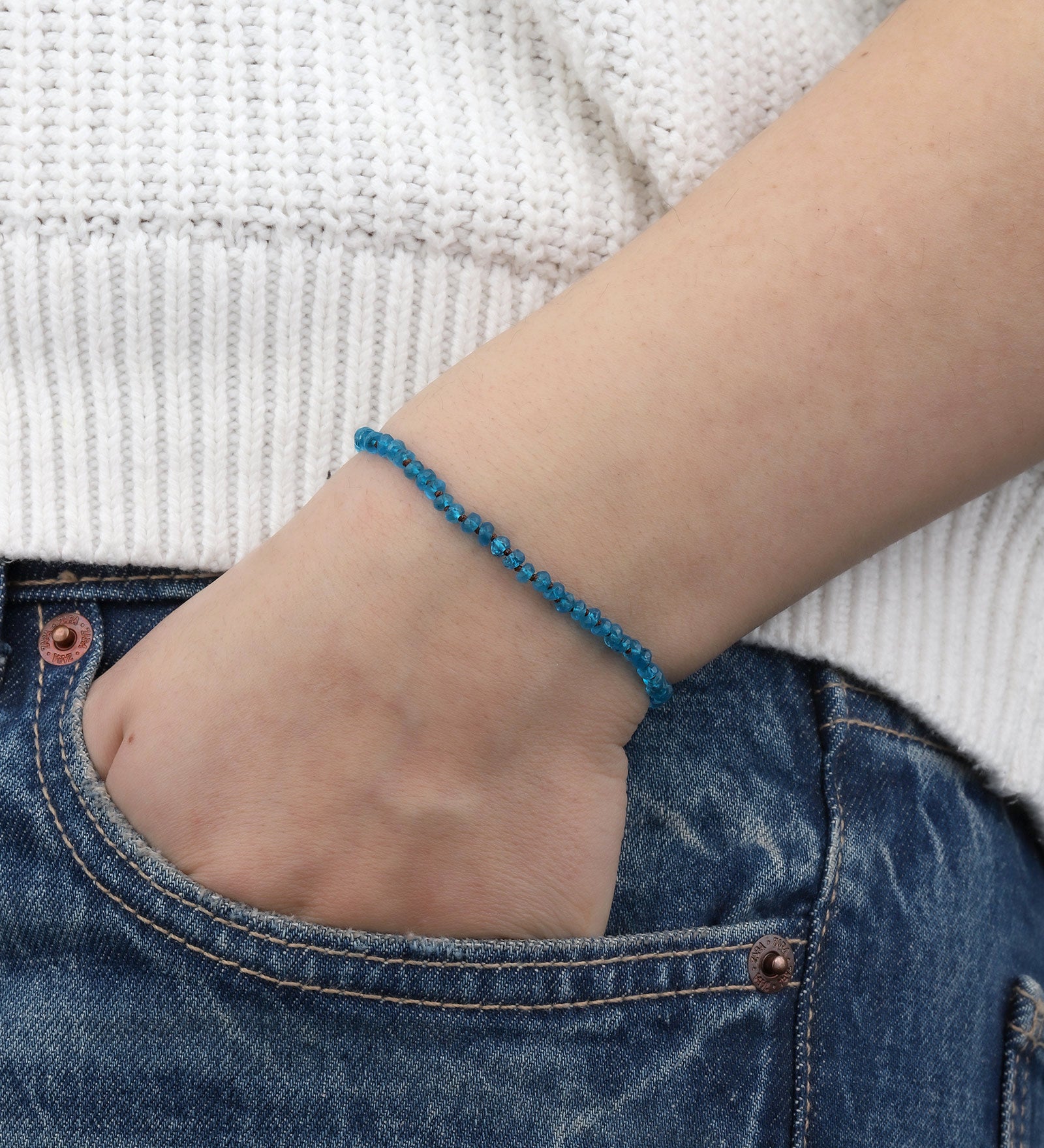 Stone Knot Tassel Bracelet Apatite