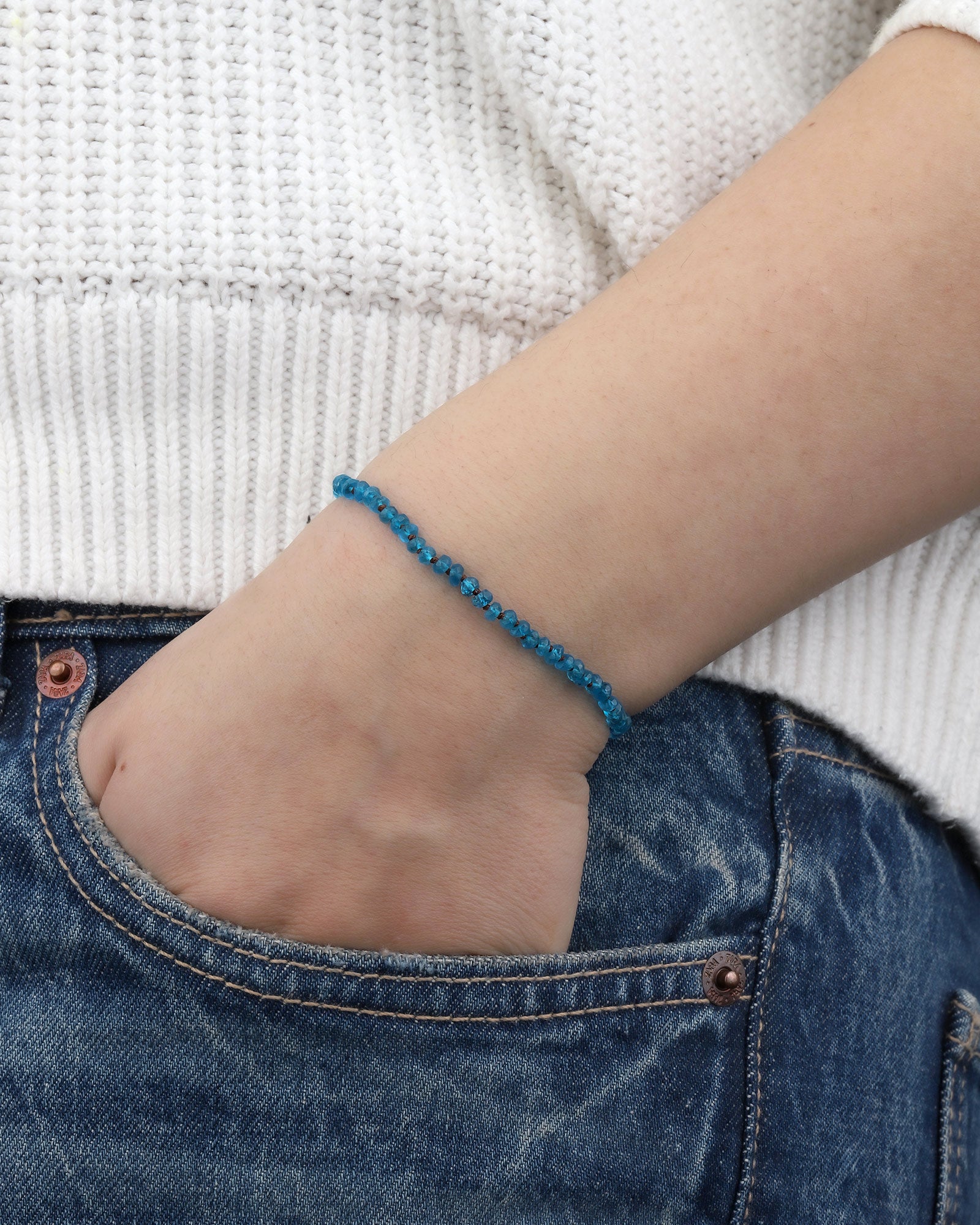 Stone Knot Tassel Bracelet Apatite