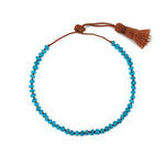 Lena Skadegard-Stone Knot Tassel Bracelet-Bracelets-Apatite-Blue Ruby Jewellery-Vancouver Canada