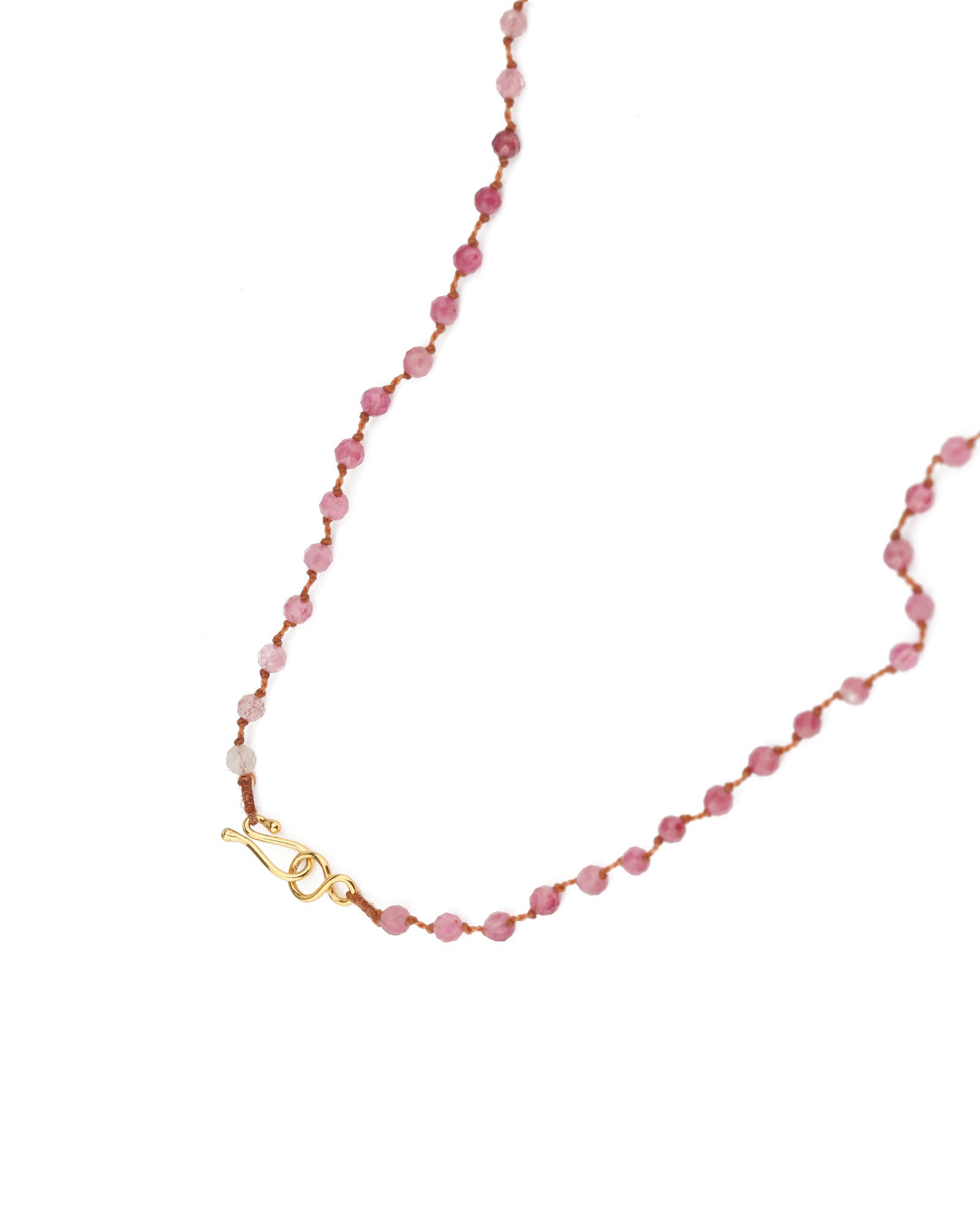 Stone Knot Necklace 9k Yellow Gold, Pink Tourmaline