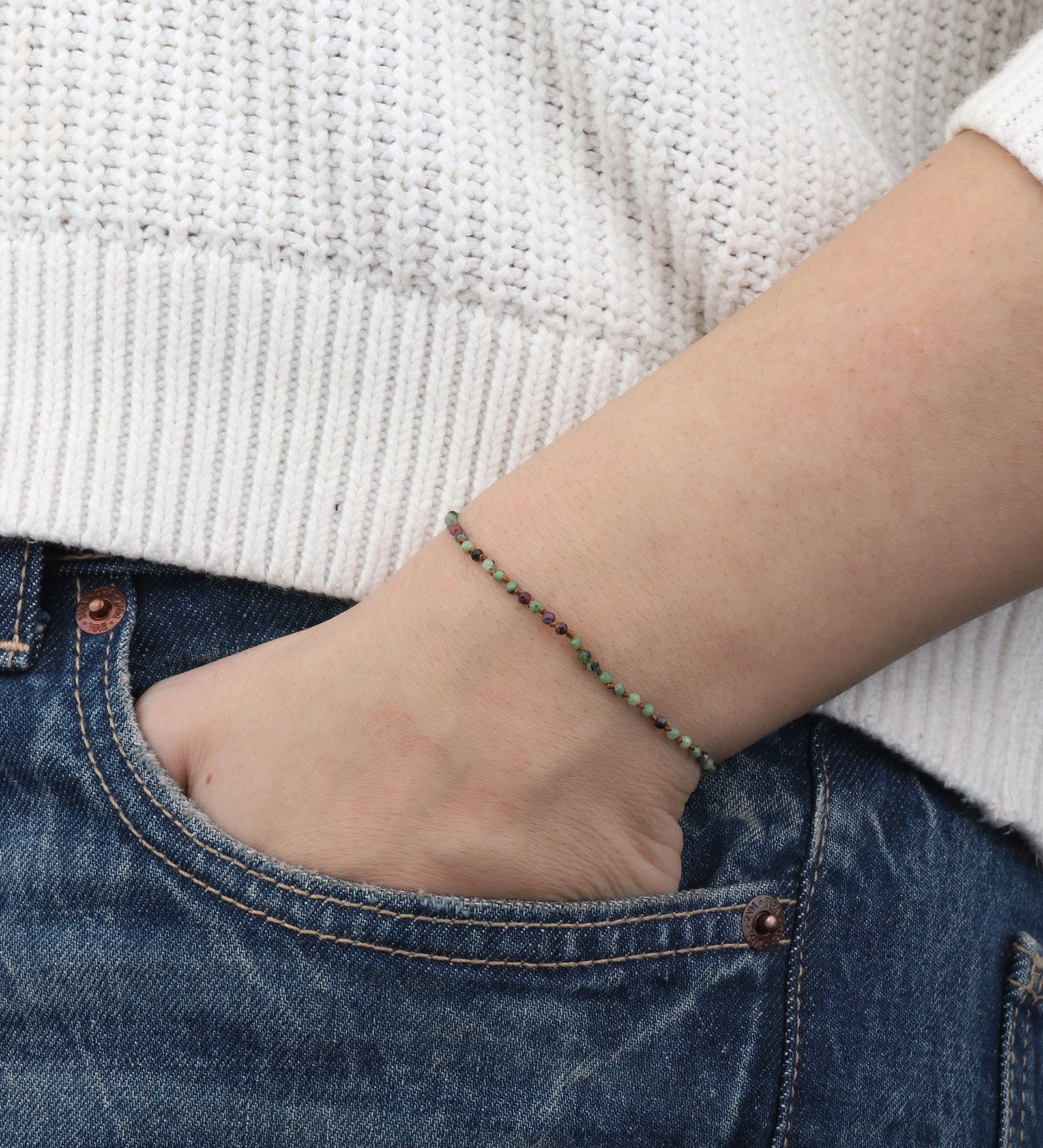 Stone Knot Tassel Bracelet Ruby