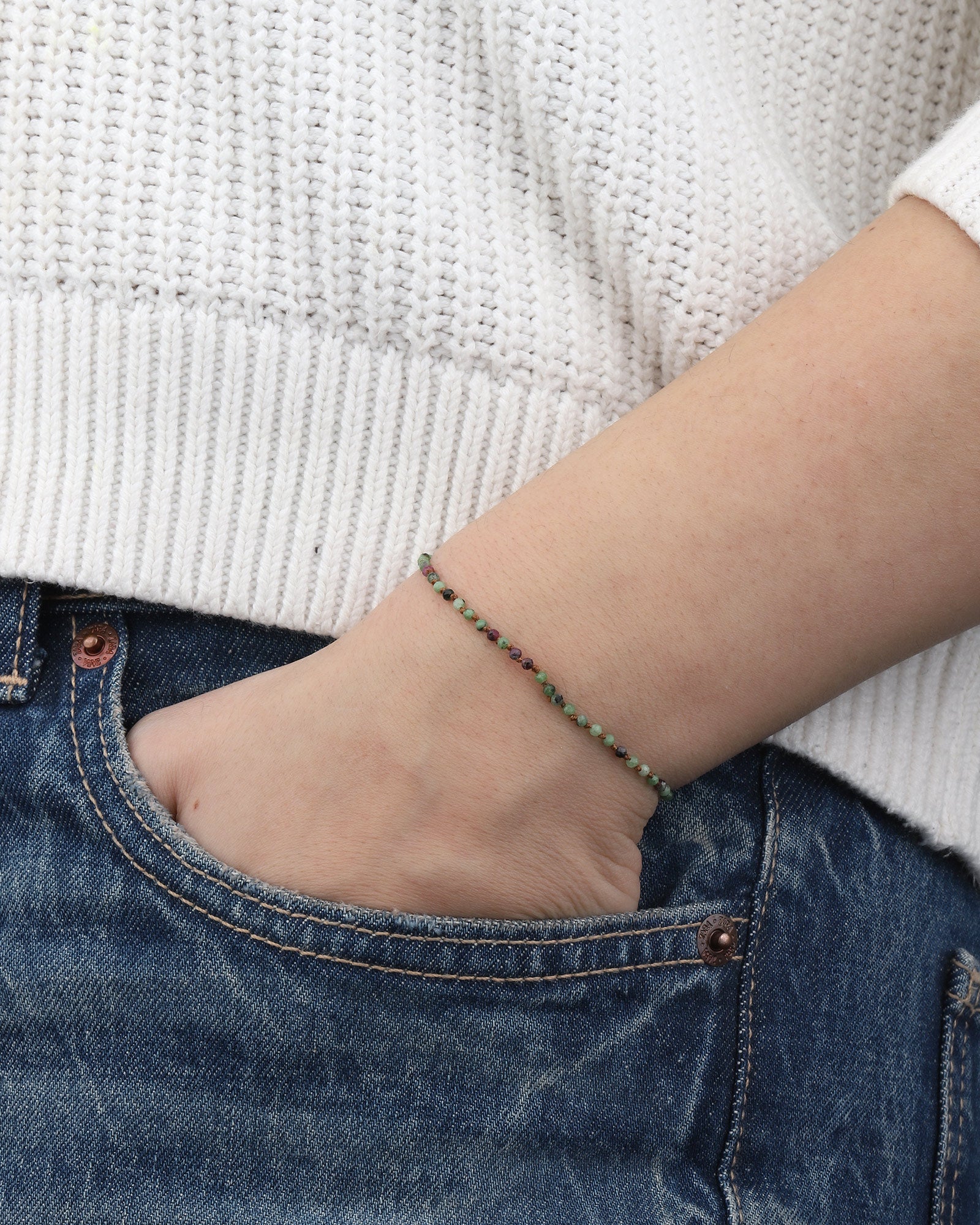 Stone Knot Tassel Bracelet Ruby