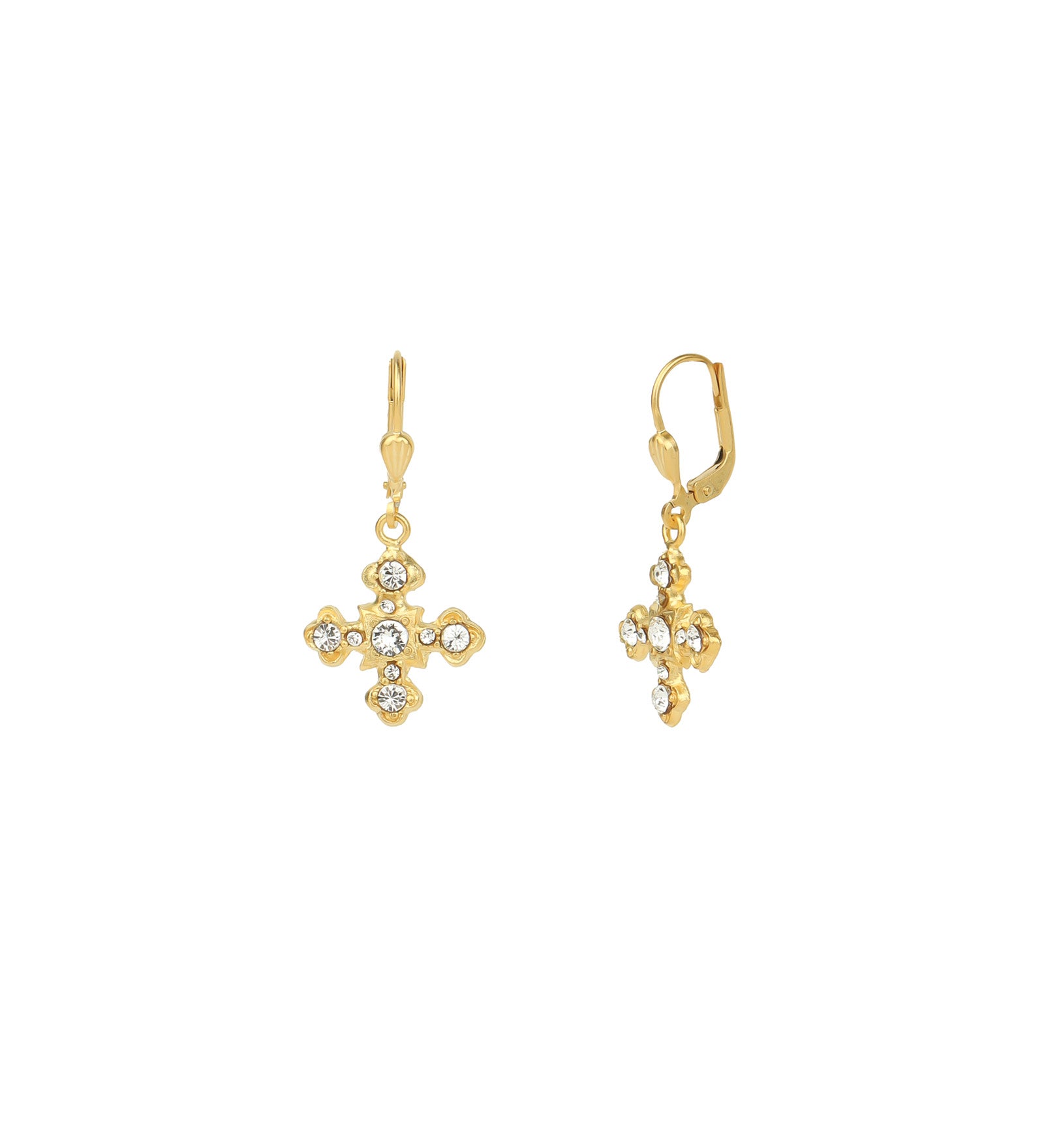 Crystal Cross Hooks 14k Gold Plated