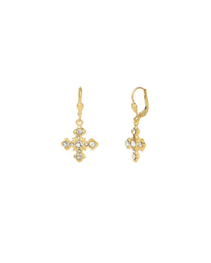 Crystal Cross Hooks 14k Gold Plated