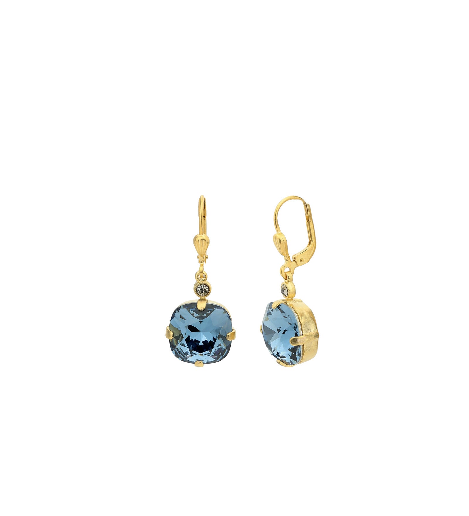 La Vie Parisienne-Round Crystal Hooks | 13mm-Earrings-14k Gold Plated, Midnite Crystal-Blue Ruby Jewellery-Vancouver Canada