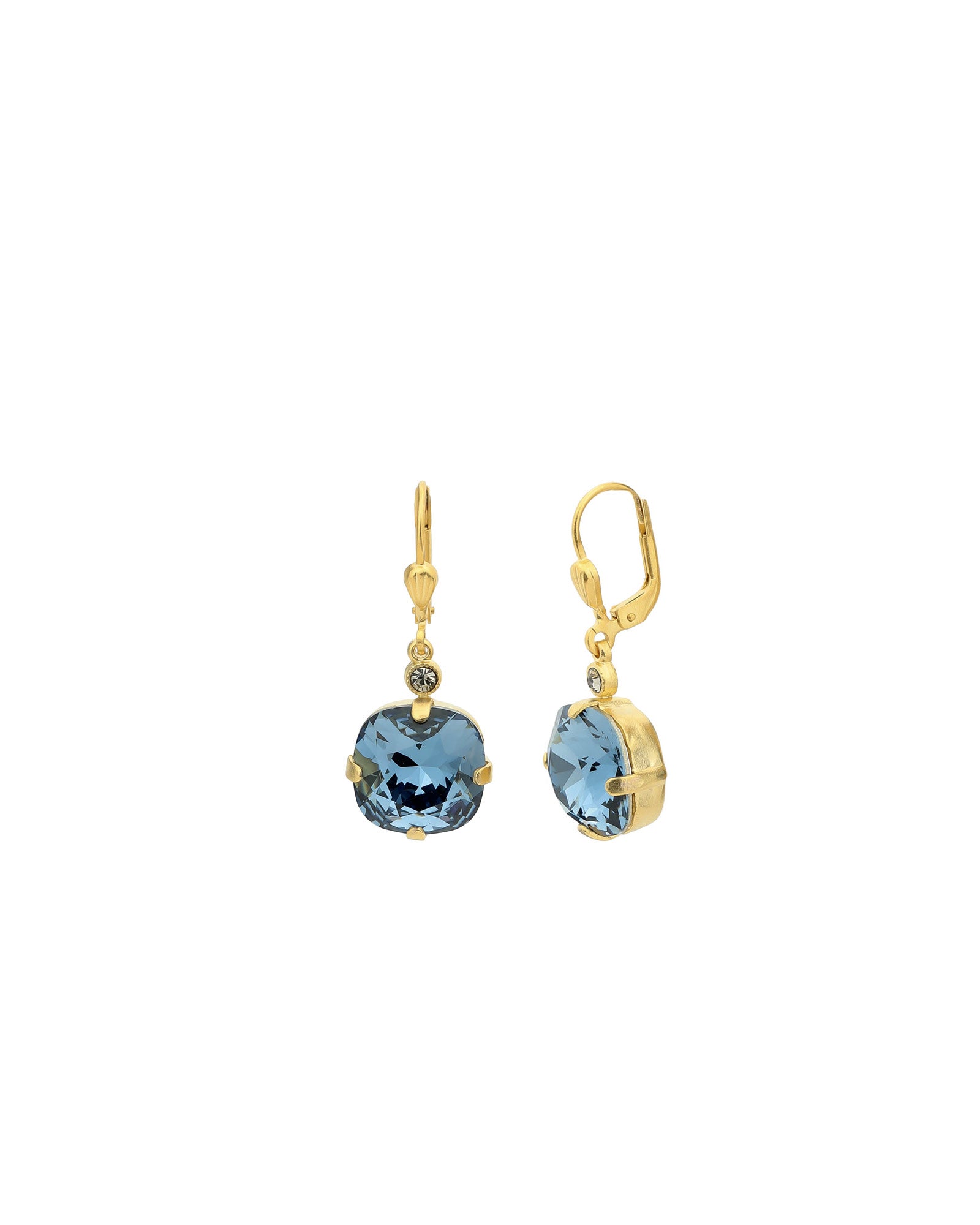 La Vie Parisienne-Round Crystal Hooks | 13mm-Earrings-14k Gold Plated, Midnite Crystal-Blue Ruby Jewellery-Vancouver Canada