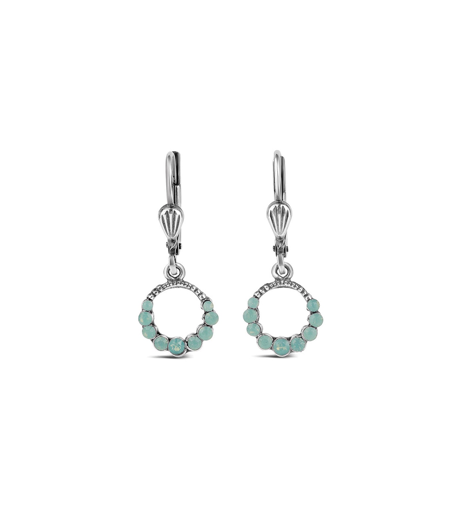 La Vie Parisienne-Gradient Crystal Ring Hooks | 10mm-Earrings-Silver Plated, Pacific Opal Crystal-Blue Ruby Jewellery-Vancouver Canada