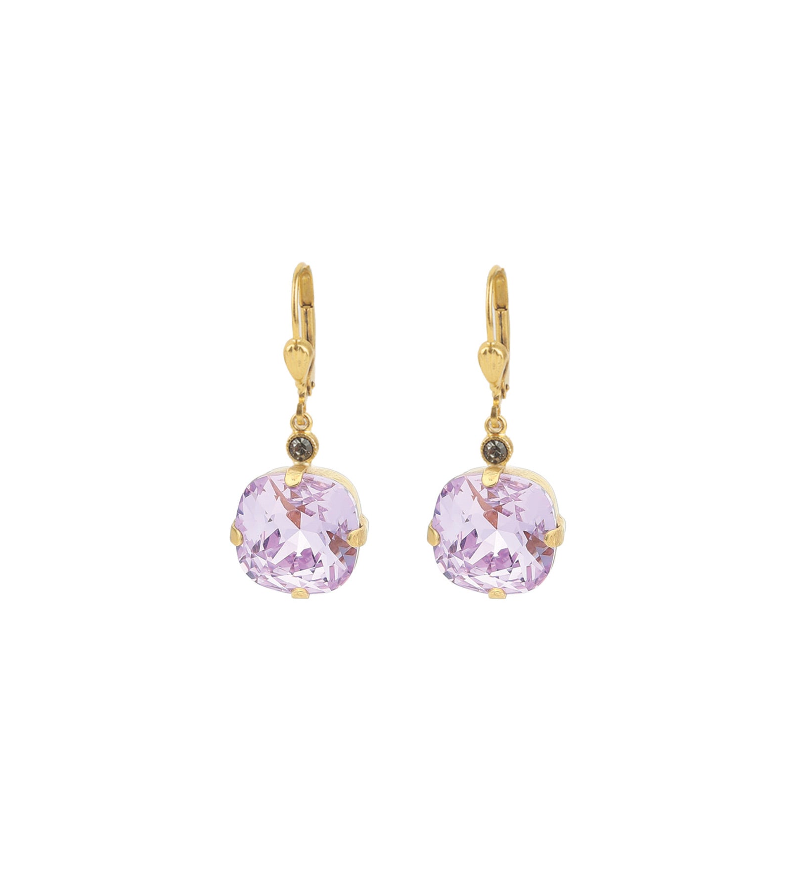 La Vie Parisienne-Round Crystal Hooks | 13mm-Earrings-14k Gold Plated, Violet Crystal-Blue Ruby Jewellery-Vancouver Canada