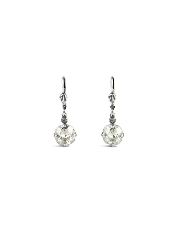 La Vie Parisienne-Round Crystal Hooks | 8mm-Earrings-Silver Plated, Shade Crystal-Blue Ruby Jewellery-Vancouver Canada