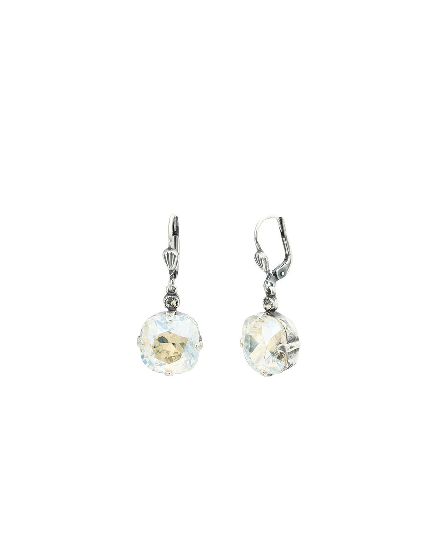 Round Crystal Hooks | 13mm Silver Plated, Moonlight Crystal