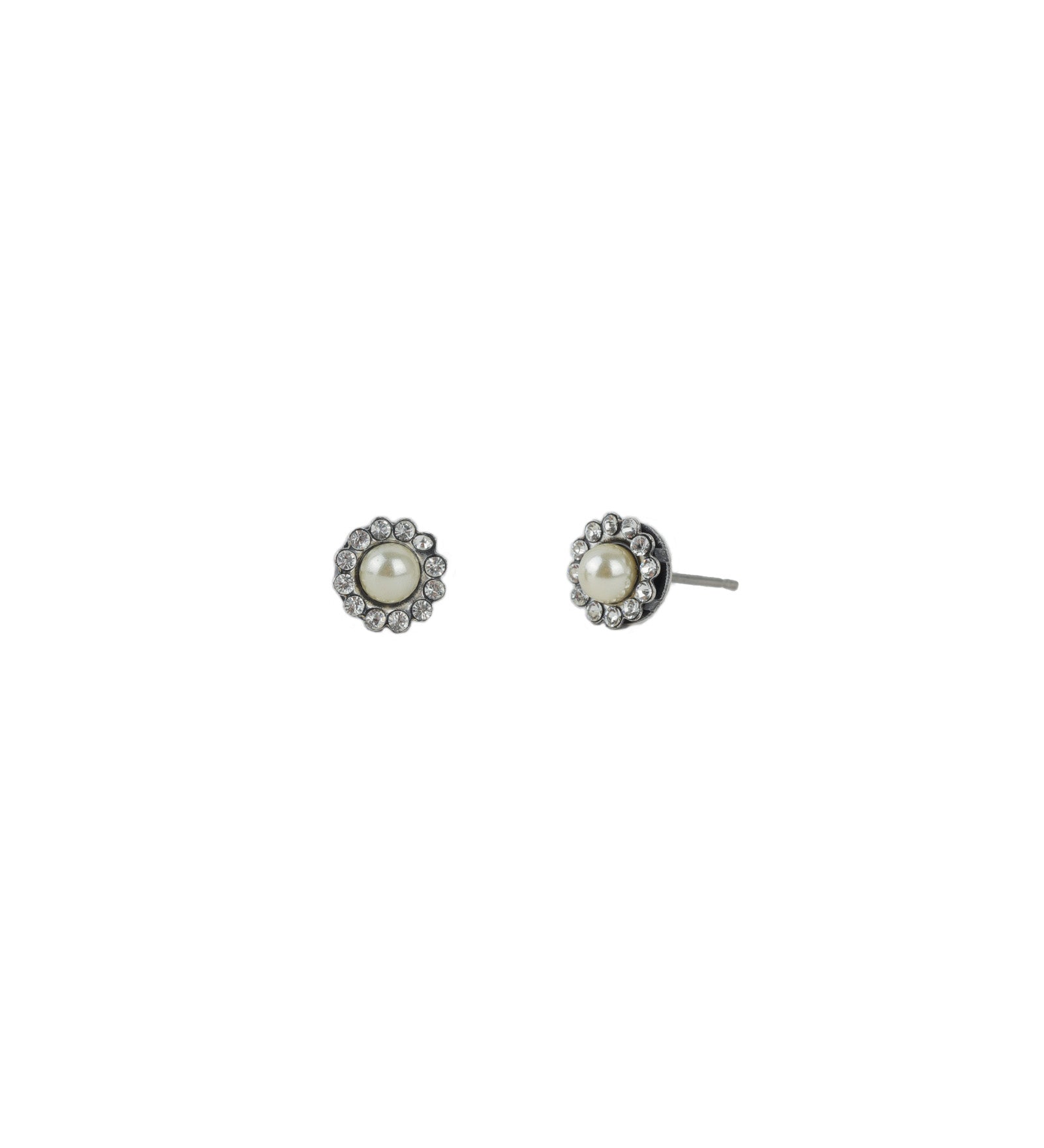 Round Halo Pavé Studs | 7mm Silver Plated, Crystal