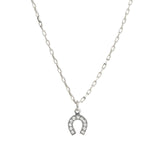 La Vie Parisienne-Horseshoe Crystal Necklace-Necklaces-Silver Plated, White Crystal-Blue Ruby Jewellery-Vancouver Canada