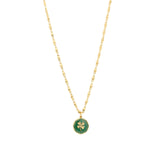 La Vie Parisienne-Clover Necklace-Necklaces-14k Gold Plated, Green Enamel-Blue Ruby Jewellery-Vancouver Canada