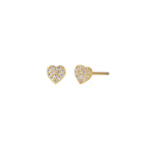 La Vie Parisienne-Heart Pavé Studs-Earrings-14k Gold Plated, White Crystal-Blue Ruby Jewellery-Vancouver Canada