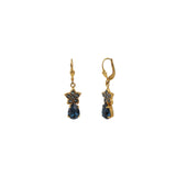 Flower Teardrop Hooks | 12mm 14k Gold Plated, Midnight Crystal