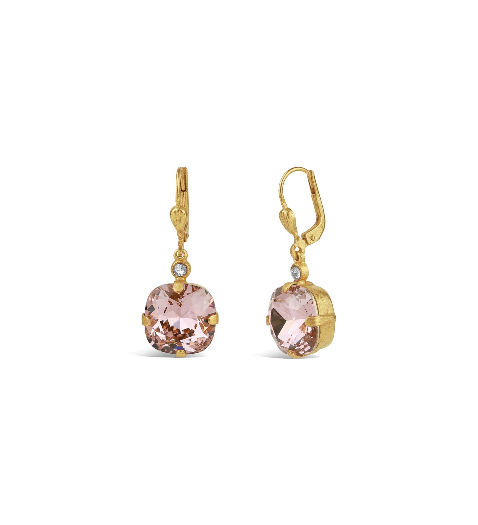 La Vie Parisienne-Round Crystal Hooks | 13mm-Earrings-14k Gold Plated, Blush Crystal-Blue Ruby Jewellery-Vancouver Canada