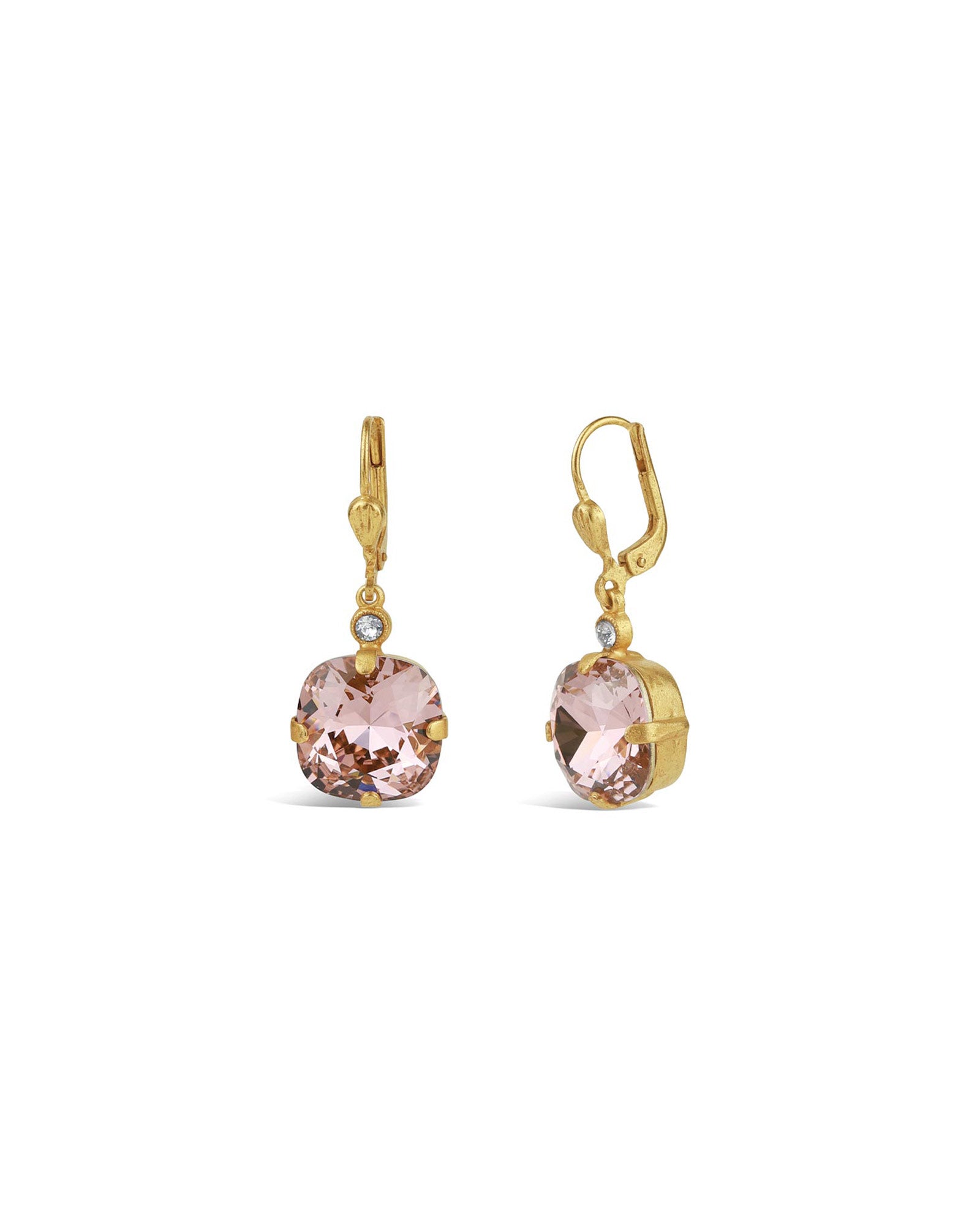 La Vie Parisienne-Round Crystal Hooks | 13mm-Earrings-14k Gold Plated, Blush Crystal-Blue Ruby Jewellery-Vancouver Canada