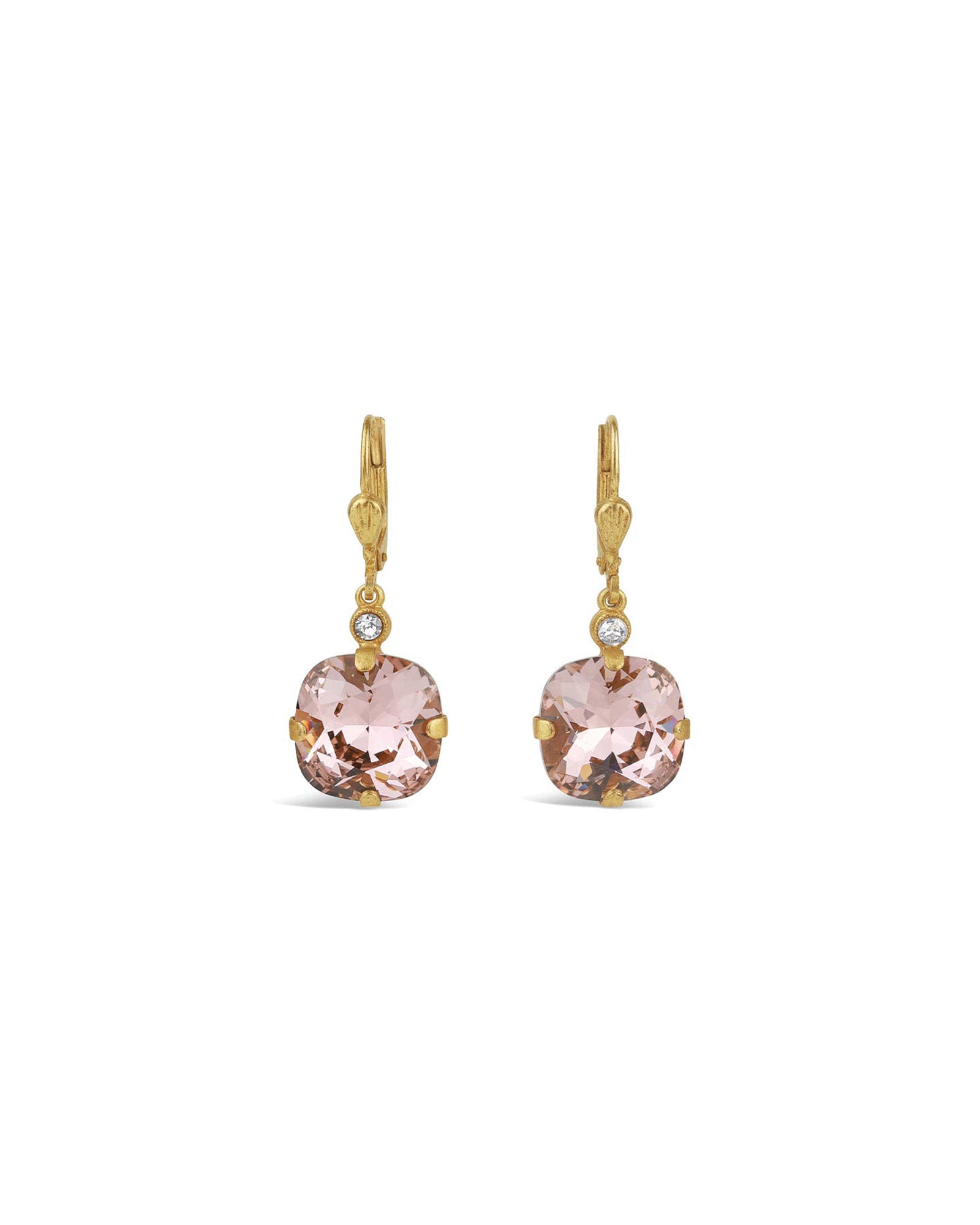 La Vie Parisienne-Round Crystal Hooks | 13mm-Earrings-14k Gold Plated, Blush Crystal-Blue Ruby Jewellery-Vancouver Canada