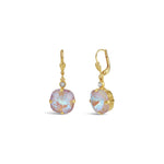 La Vie Parisienne-Round Crystal Hooks | 13mm-Earrings-14k Gold Plated, Dusty Pink Crystal-Blue Ruby Jewellery-Vancouver Canada