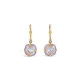 La Vie Parisienne-Round Crystal Hooks | 13mm-Earrings-14k Gold Plated, Dusty Pink Crystal-Blue Ruby Jewellery-Vancouver Canada