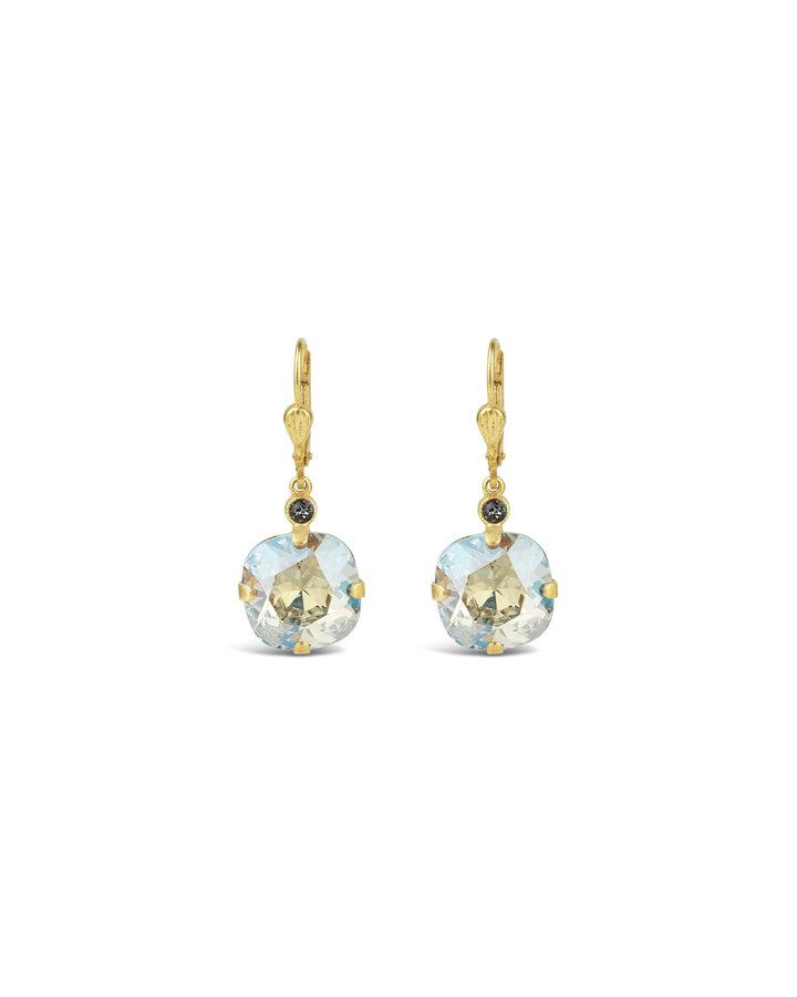 La Vie Parisienne-Round Crystal Hooks | 13mm-Earrings-14k Gold Plated, Moonlight Crystal-Blue Ruby Jewellery-Vancouver Canada