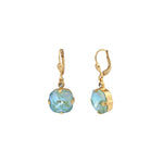 La Vie Parisienne-Round Crystal Hooks | 13mm-Earrings-14k Gold Plated, Silky Sage Crystal-Blue Ruby Jewellery-Vancouver Canada