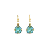 La Vie Parisienne-Round Crystal Hooks | 13mm-Earrings-14k Gold Plated, Silky Sage Crystal-Blue Ruby Jewellery-Vancouver Canada