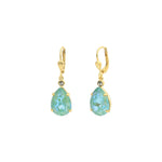 Teardrop Crystal Hooks 14k Gold Plated, Silky Sage Crystal