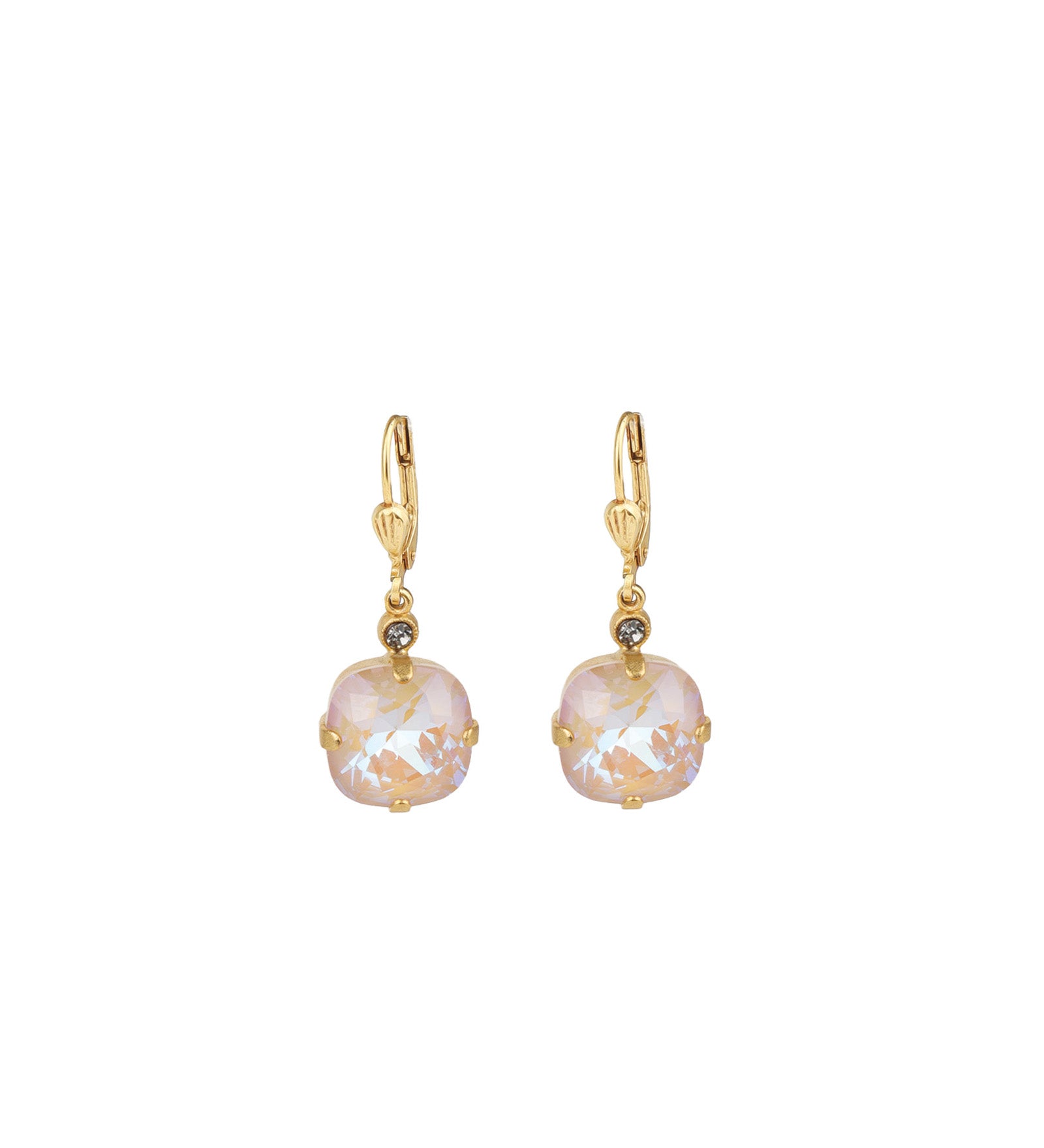 La Vie Parisienne-Round Crystal Hooks | 13mm-Earrings-14k Gold Plated, Ivory Delite Crystal-Blue Ruby Jewellery-Vancouver Canada