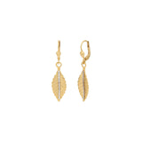 Leaf Crystal Line Hooks 14k Gold Plated, White Crystal