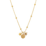 Dragonfly Charm Necklace 14k Gold Plated, White Crystal