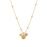 Dragonfly Charm Necklace 14k Gold Plated, White Crystal