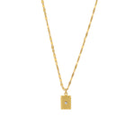 Rectangle Star Set Necklace 14k Gold Plated, White Crystal