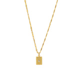 Rectangle Star Set Necklace 14k Gold Plated, White Crystal