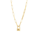 Padlock Paperclip Chain Necklace 14k Gold Plated