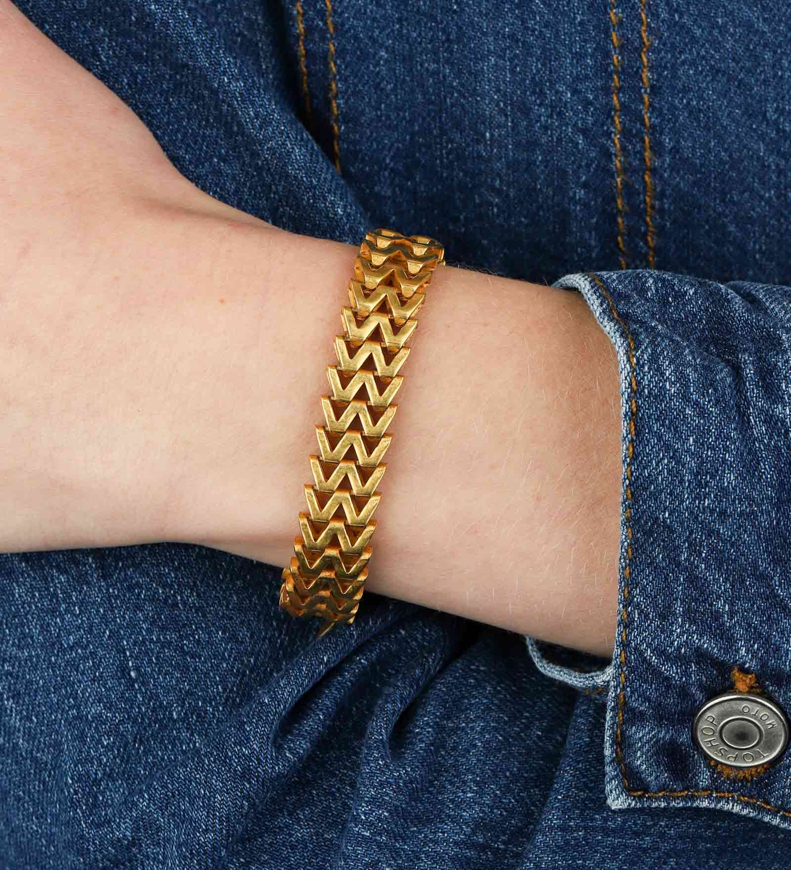 Zig Zag Link Bracelet 14k Gold Plated