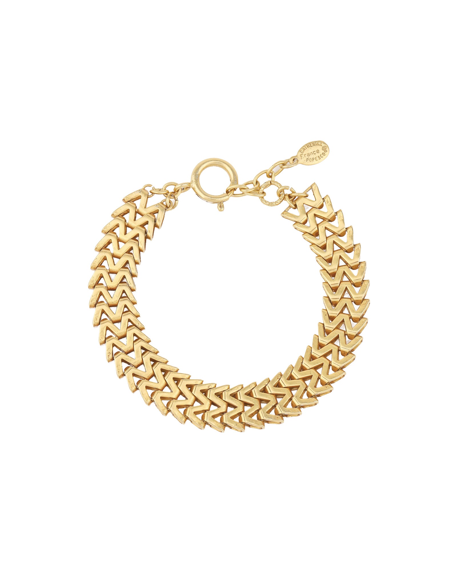 Zig Zag Link Bracelet 14k Gold Plated