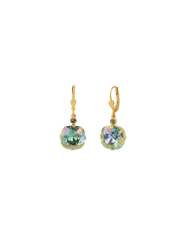 Round Crystal Hooks | 13mm 14k Gold Plated, Smokey Sapphire Crystal