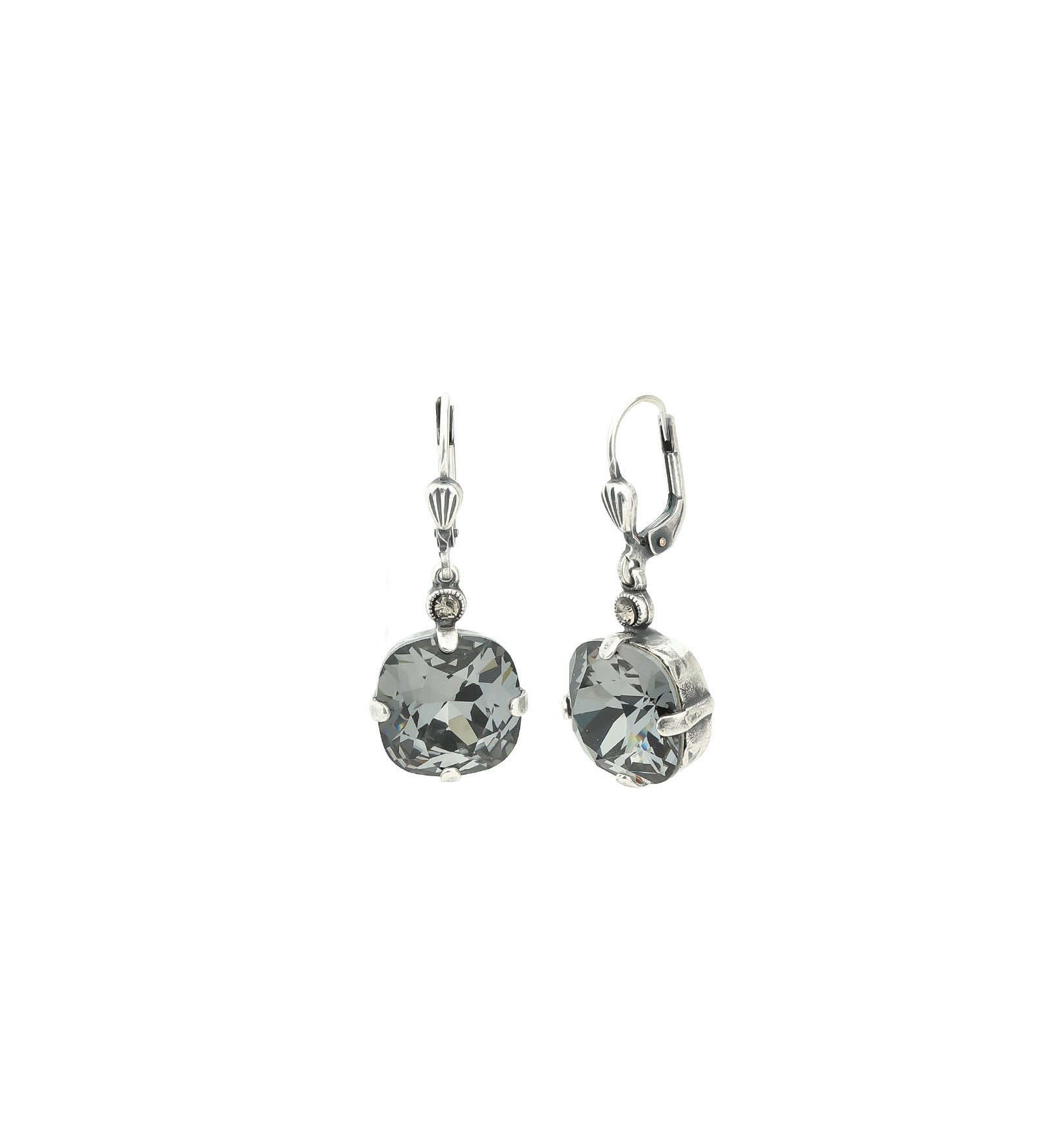 La Vie Parisienne-Round Crystal Hooks | 13mm-Earrings-Silver Plated, Silverlight Crystal-Blue Ruby Jewellery-Vancouver Canada