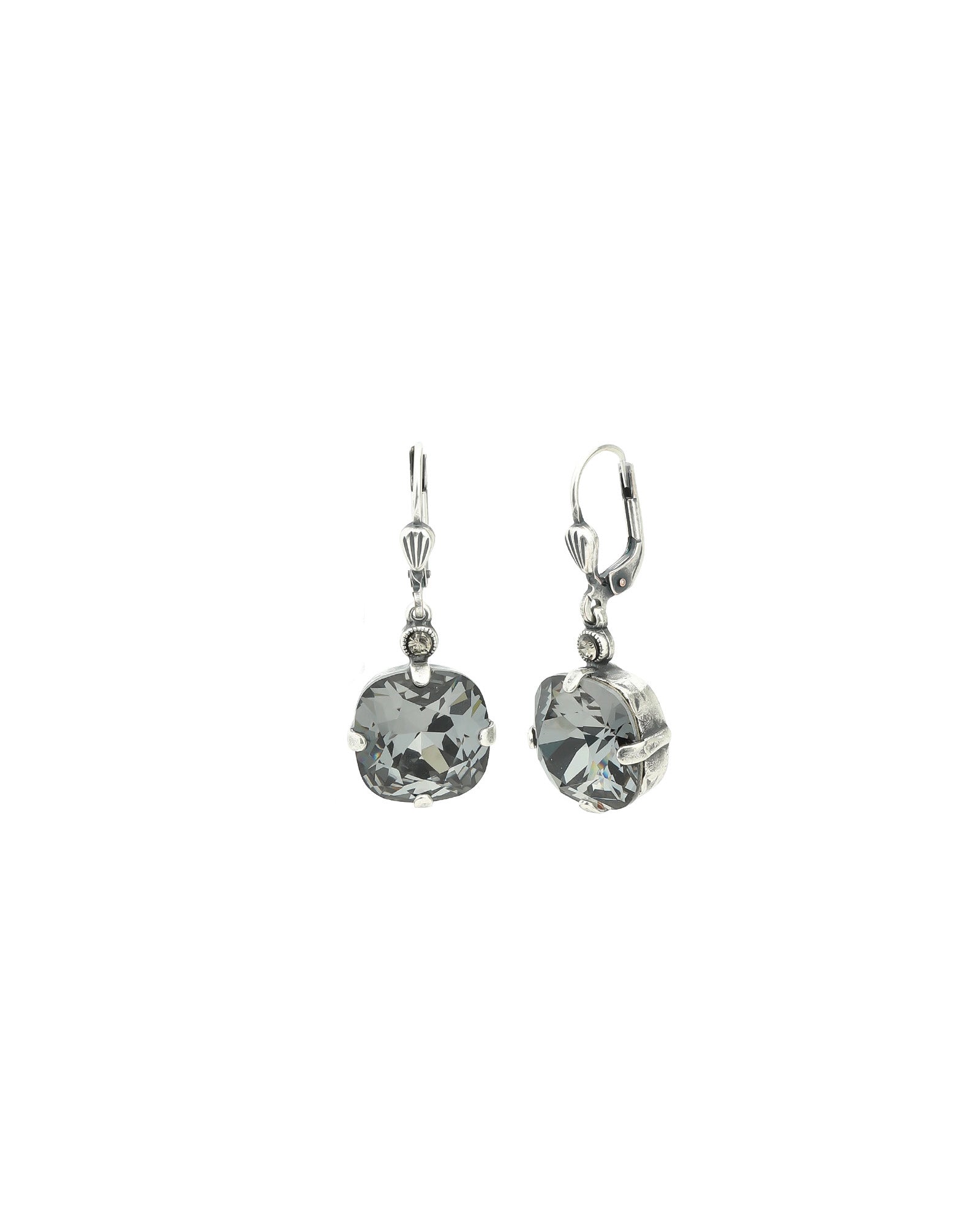 La Vie Parisienne-Round Crystal Hooks | 13mm-Earrings-Silver Plated, Silverlight Crystal-Blue Ruby Jewellery-Vancouver Canada