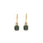 La Vie Parisienne-Rectangle Crystal Hooks-Earrings-14k Gold Plated, Tourmaline Crystal-Blue Ruby Jewellery-Vancouver Canada