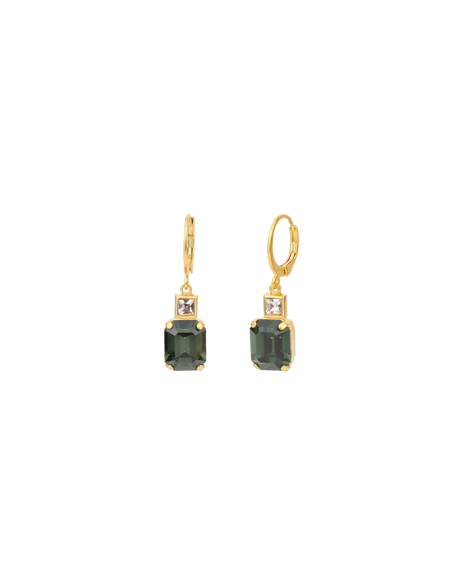 Rectangle Crystal Hooks 14k Gold Plated, Tourmaline Crystal