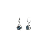 La Vie Parisienne-Dot Bezel Round Crystal Hooks-Earrings-Silver Plated, Midnight Crystal-Blue Ruby Jewellery-Vancouver Canada