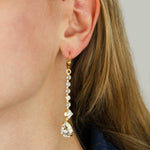 Crystal Chain Teardrop Hooks 14k Gold Plated, Shade Crystal