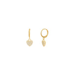 Pave Heart Drop Hooks 14k Gold Plated, White Crystal