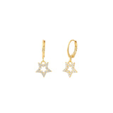 Pave Cut Out Star Hooks 14k Gold Plated, White Crystal